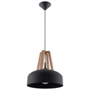 Lampada a sospensione CASCO nero/legno naturale