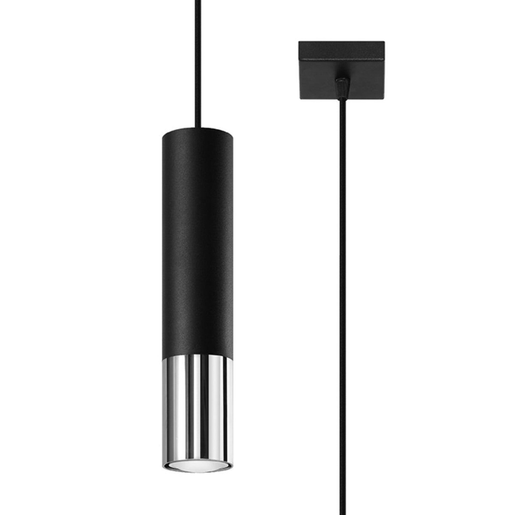 Lampada a sospensione LOOPEZ 1 nero/cromo