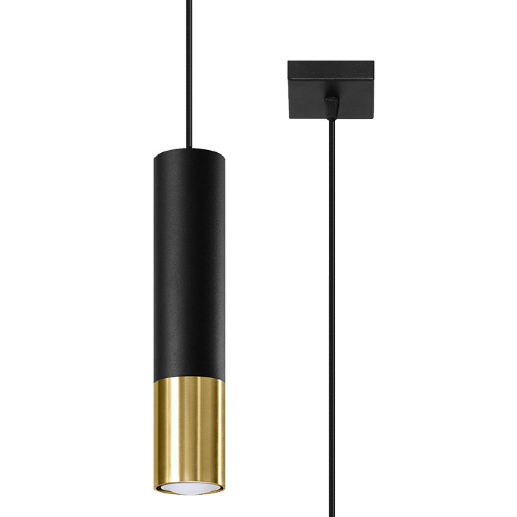 LOOPEZ 1 Lampada a sospensione nera e oro