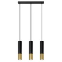 Lampe suspendue LOOPEZ 3L noire et dorée