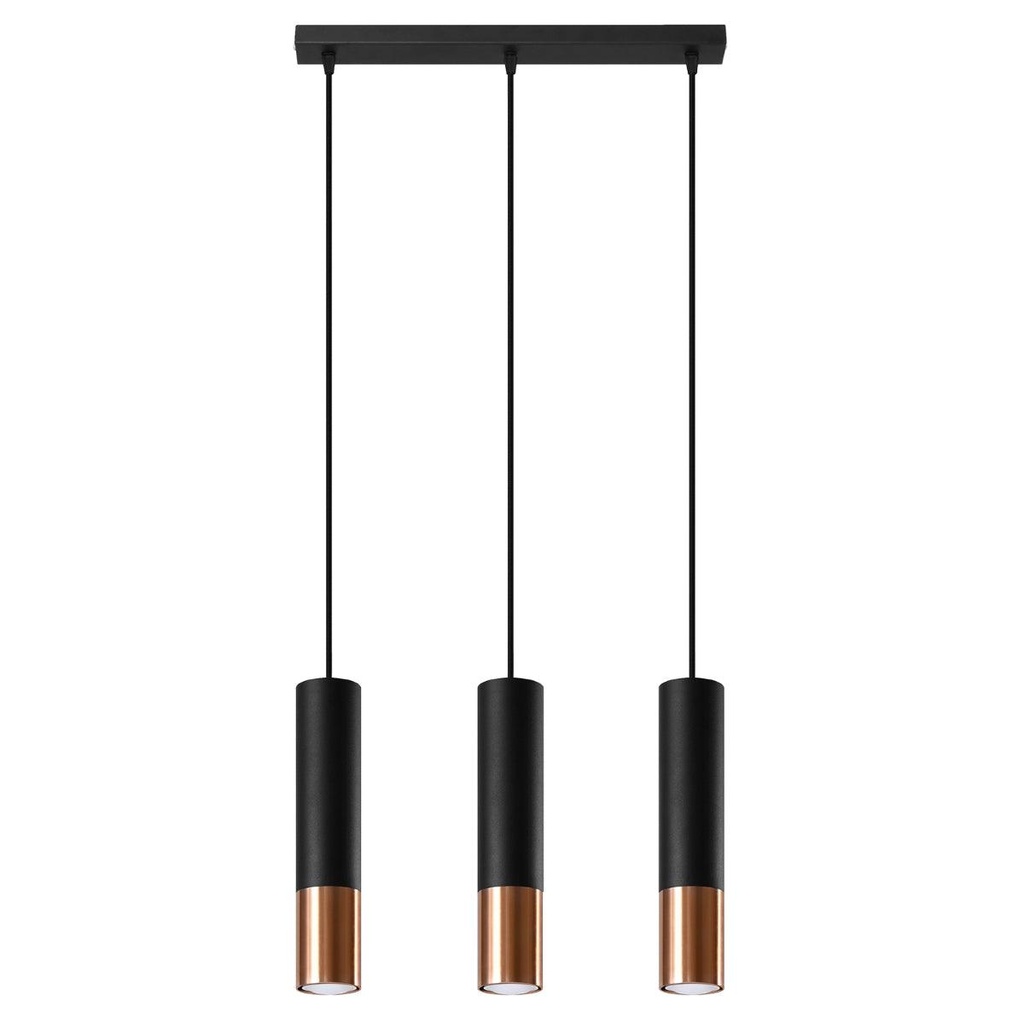 Lampada a sospensione LOOPEZ 3L nero/rame