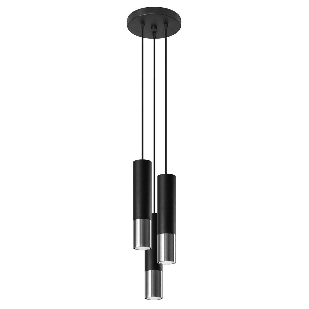 Lampada a sospensione LOOPEZ 3P nero/cromo