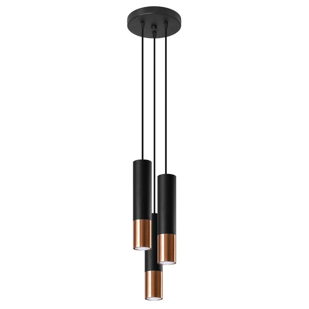 Lampada a sospensione LOOPEZ 3P nero/rame