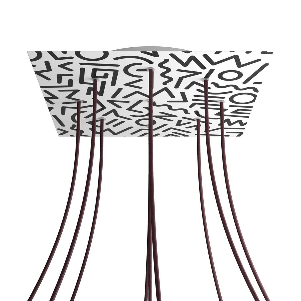 Rosone XXL Rose-One quadrato, 400 mm con 9 fori e 4 fori laterali -