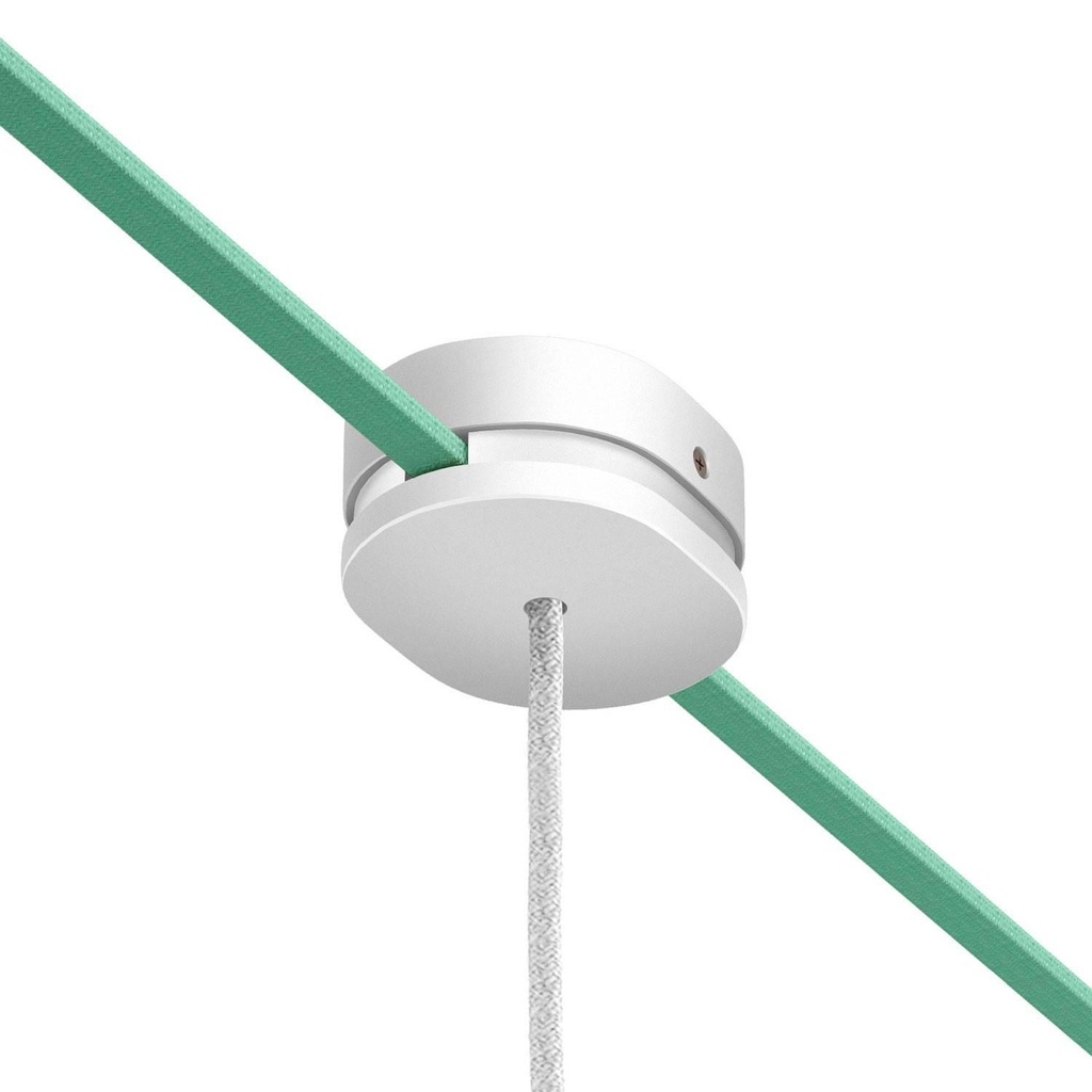 [8057730906203] Oval wooden rosette with one central hole and 2 side holes for