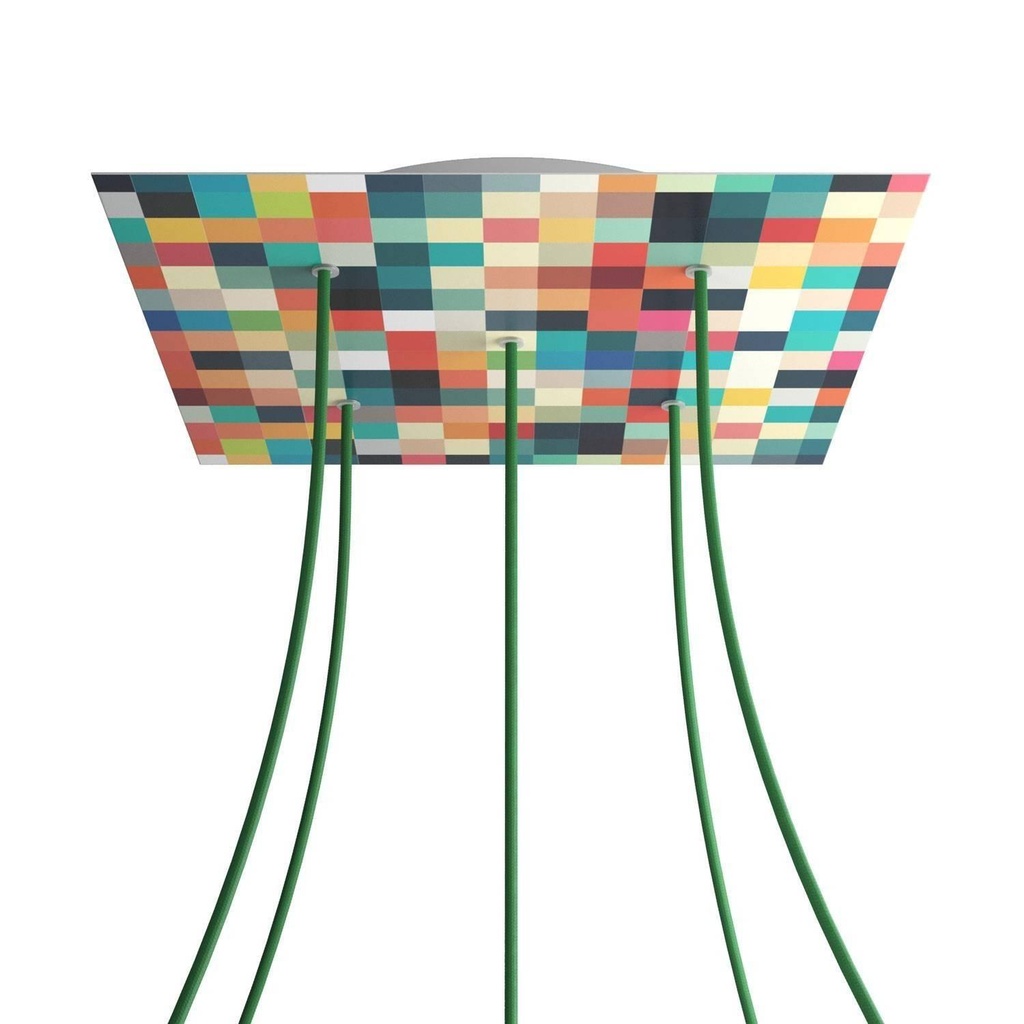 Rosone XXL Rose-One quadrato, 400 mm con 5 fori e 4 fori laterali -