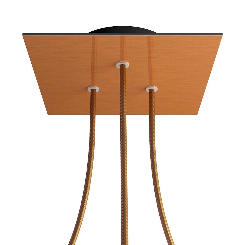 Rosone Rose-One quadrato, 200 mm con 3 fori e 4 fori laterali