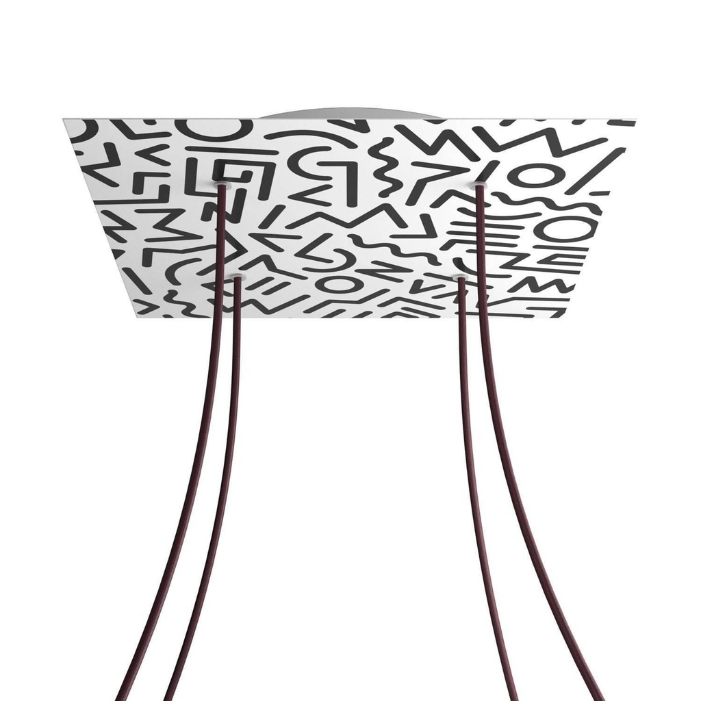 XXL Rose-One square rosette, 400 mm with 4 holes and 4 side holes -