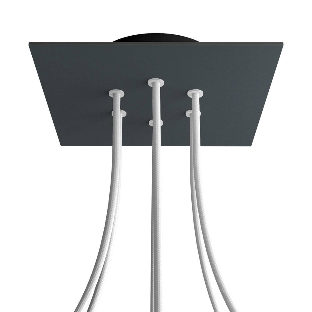 Rose-One square rosette, 200 mm with 6 holes and 4 side holes