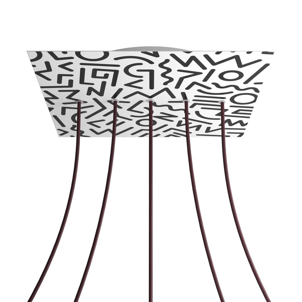 Rosone XXL Rose-One quadrato, 400 mm con 5 fori in linea e 4 fori