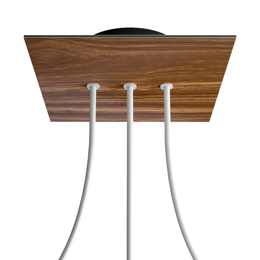 Rose-One square rosette, 200 mm with 3 in-line holes and 4 side holes