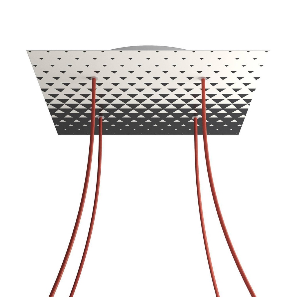 Rosone XXL Rose-One quadrato, 400 mm con 4 fori e 4 fori laterali -