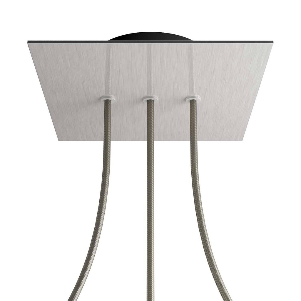 Rose-One square rosette, 200 mm with 3 in-line holes and 4 side holes