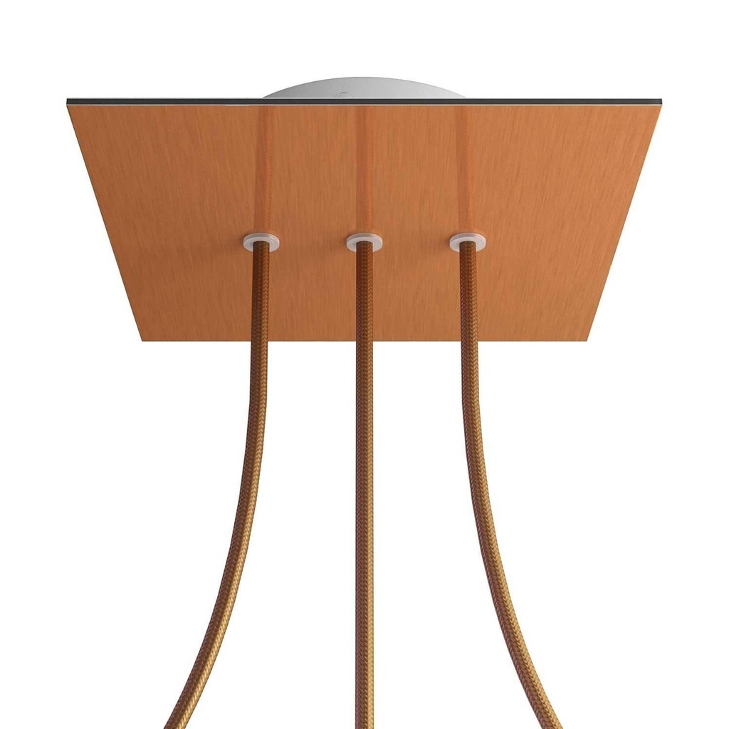 Rose-One square rosette, 200 mm with 3 in-line holes and 4 side holes