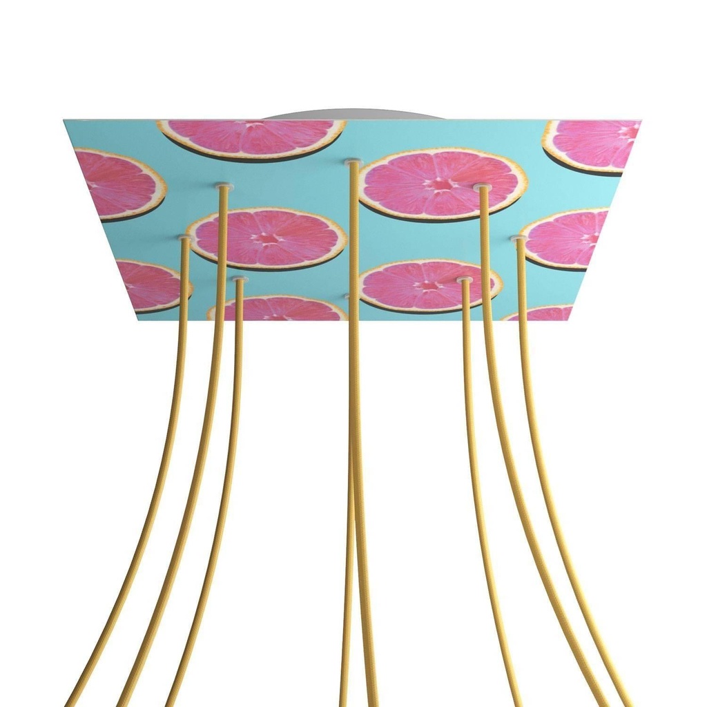 Rosone XXL Rose-One quadrato, 400 mm con 8 fori e 4 fori laterali -