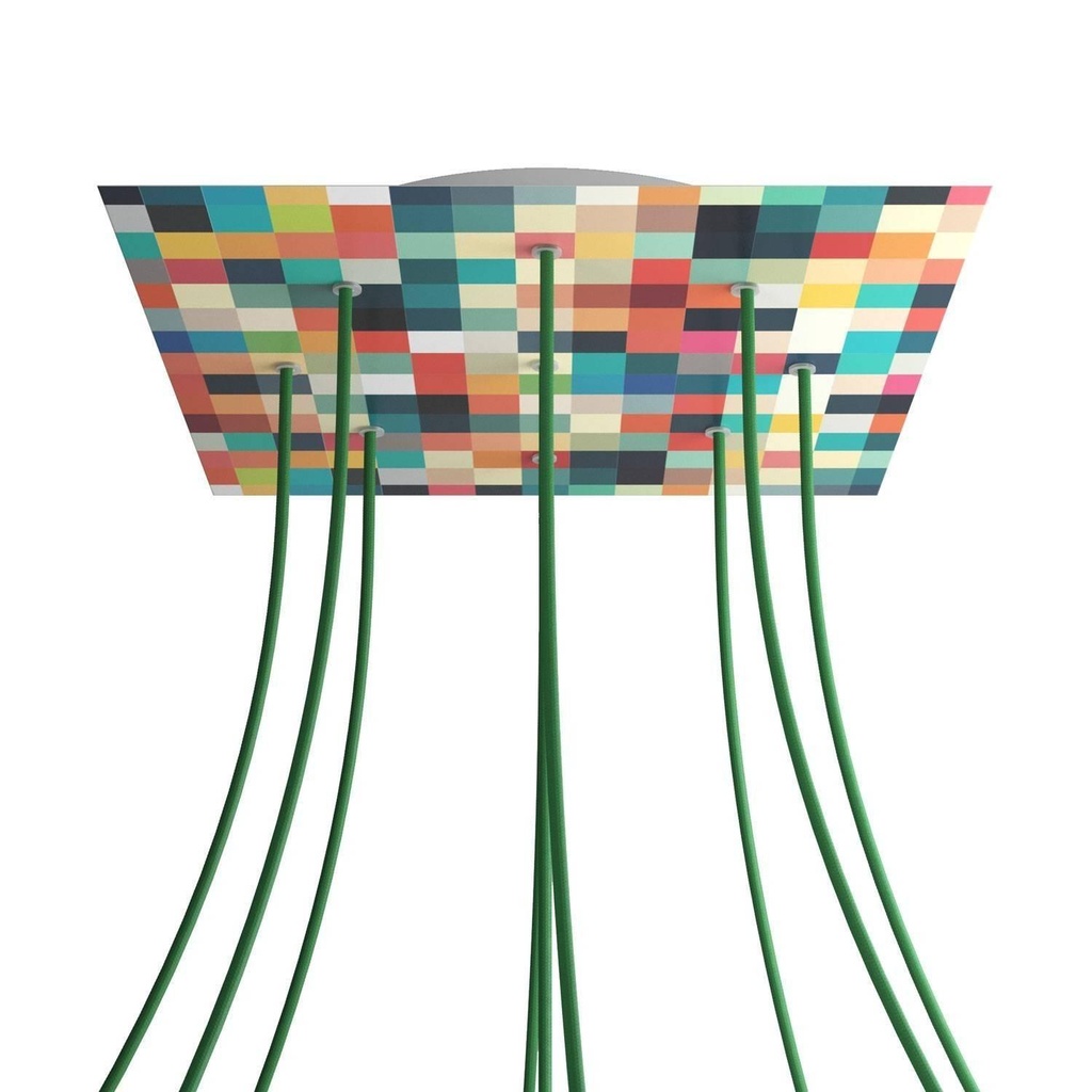 Rosone XXL Rose-One quadrato, 400 mm con 9 fori e 4 fori laterali -