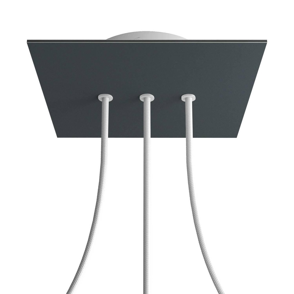 Rose-One square rosette, 200 mm with 3 in-line holes and 4 side holes