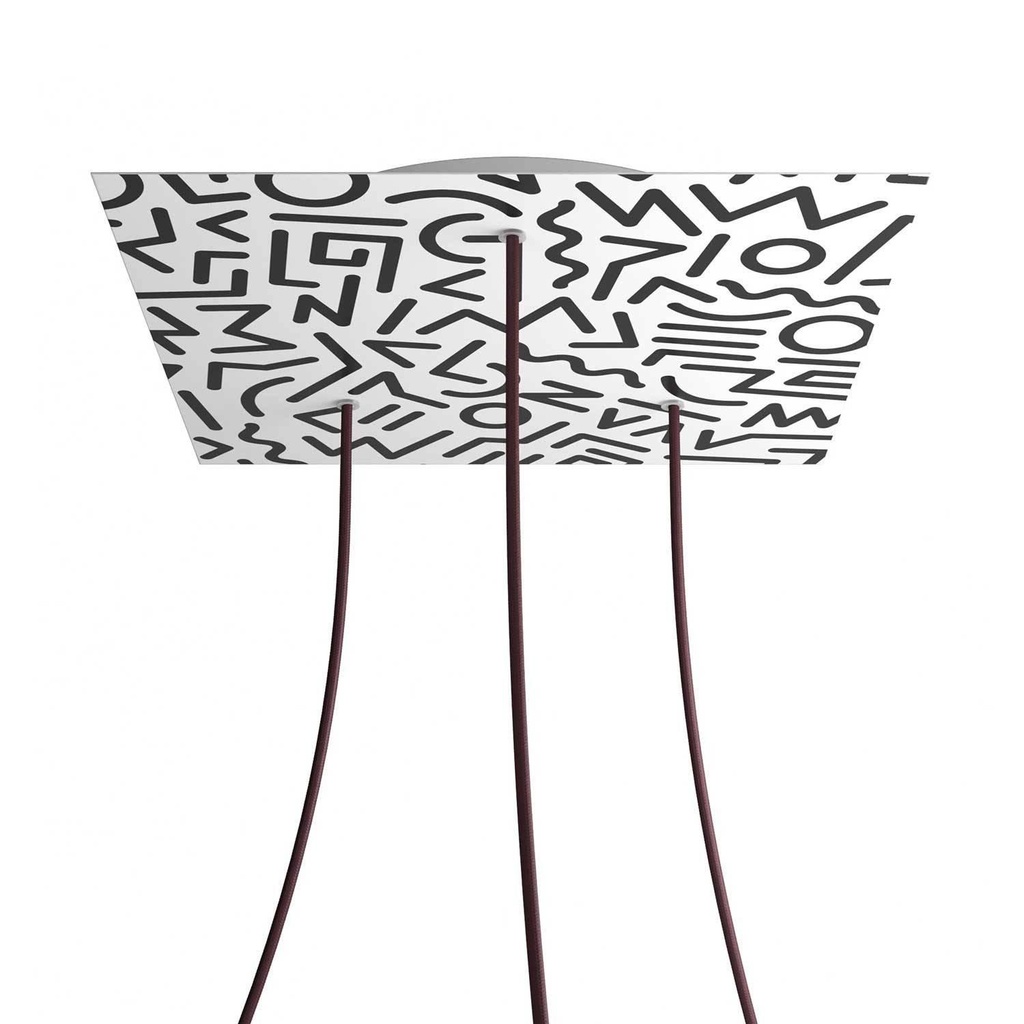 XXL Rose-One square rosette, 400 mm with 3 holes and 4 side holes -