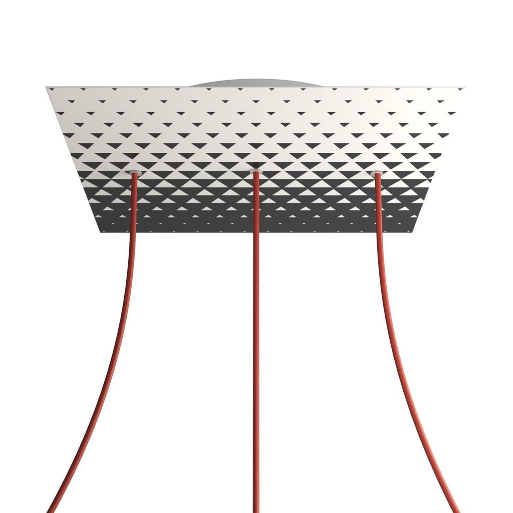 XXL Rose-One square rosette, 400 mm with 3 holes in line and 4 holes