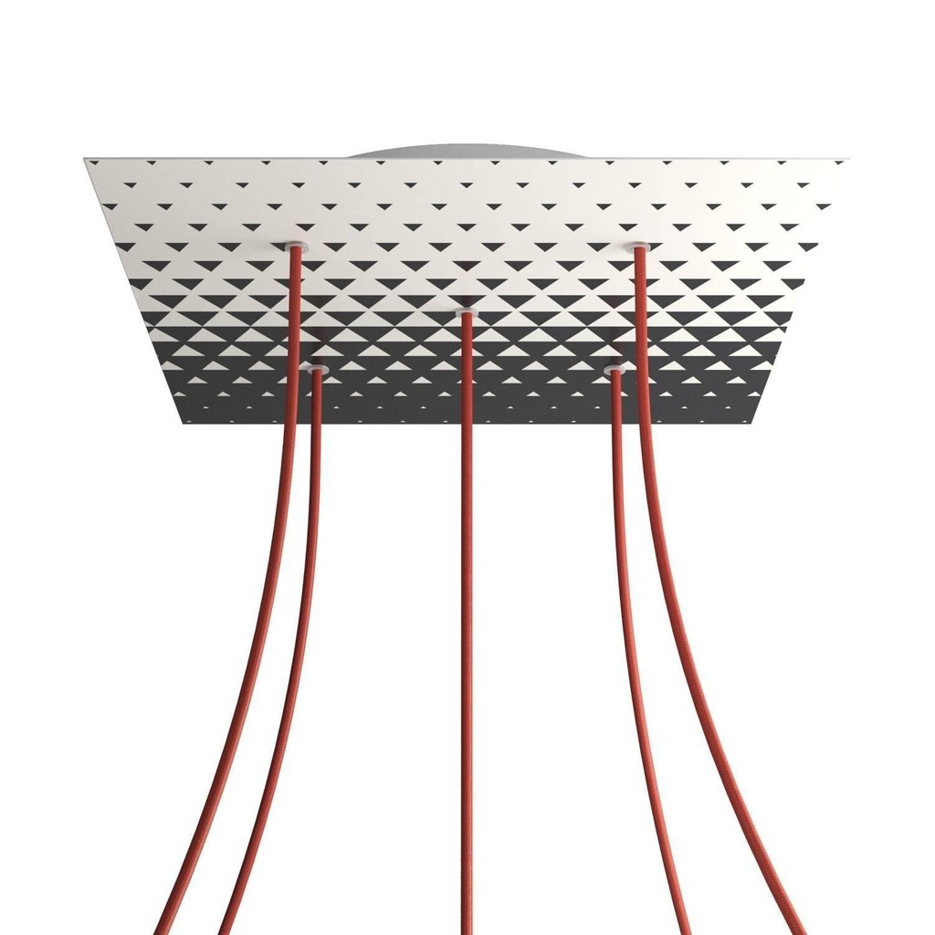 Rosone XXL Rose-One quadrato, 400 mm con 5 fori e 4 fori laterali -