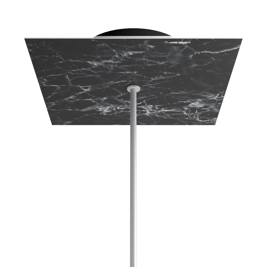 [8050997076405] Rosone Rose-One quadrato, 200 mm con 1 foro e 4 fori laterali