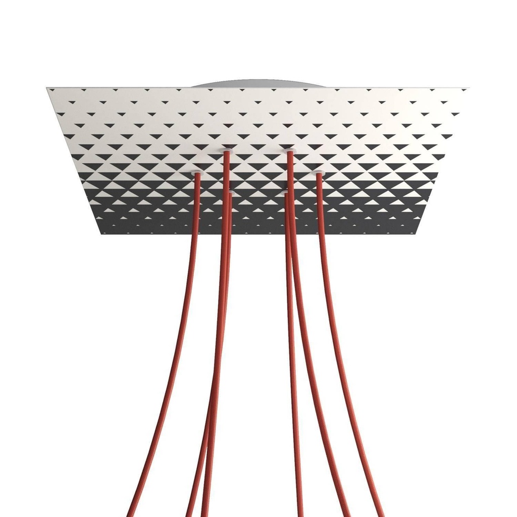 [8057730845946] XXL Rose-One square rosette, 400 mm with 6 holes and 4 side holes -