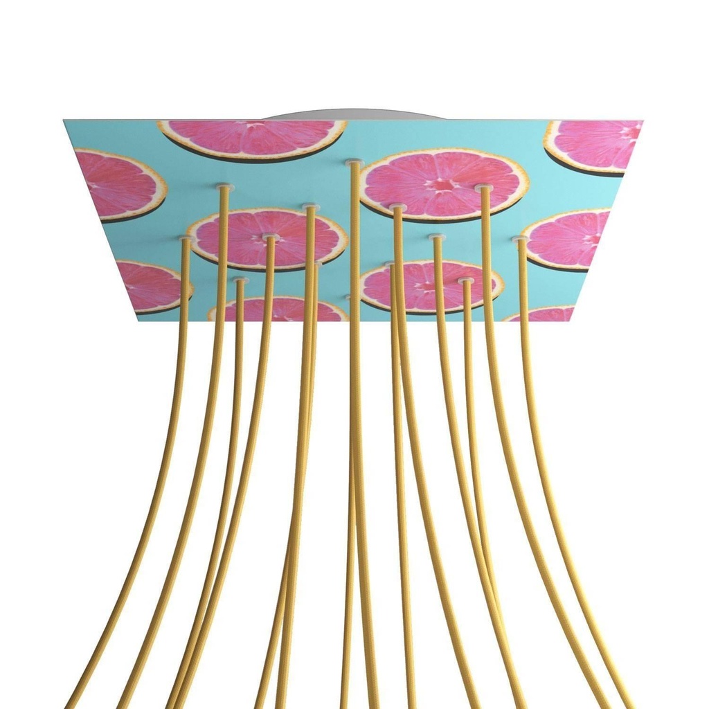 Rosone XXL Rose-One quadrato, 400 mm con 14 fori e 4 fori laterali -