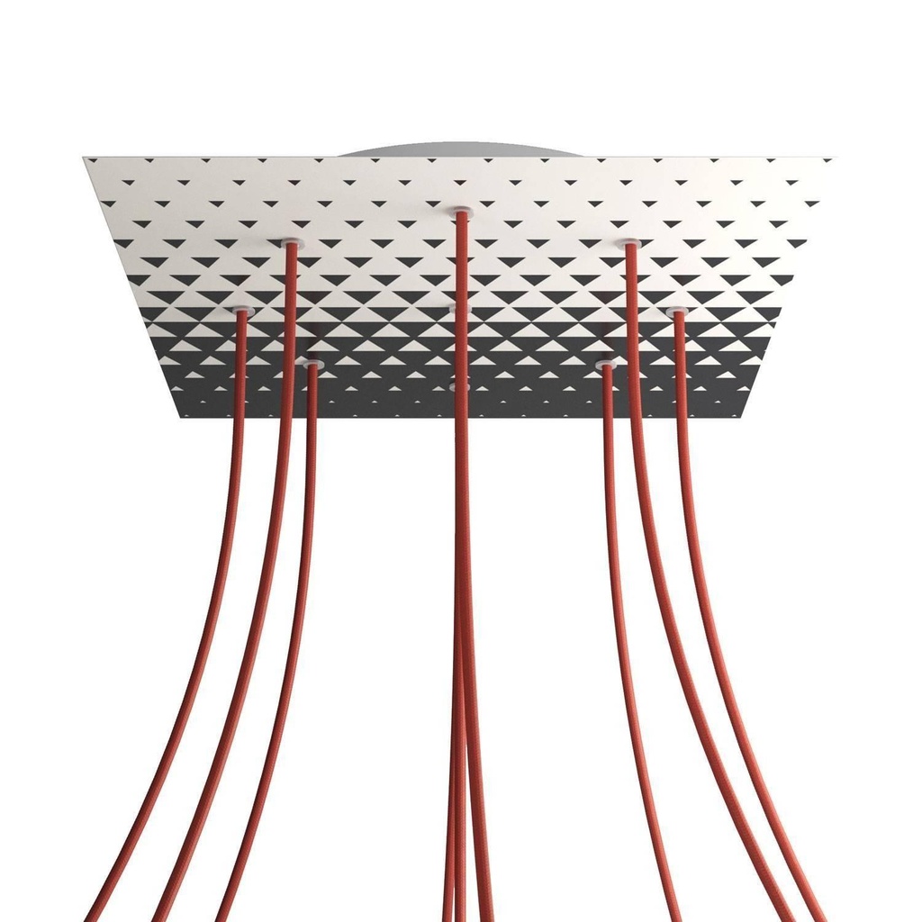 Rosone XXL Rose-One quadrato, 400 mm con 9 fori e 4 fori laterali -