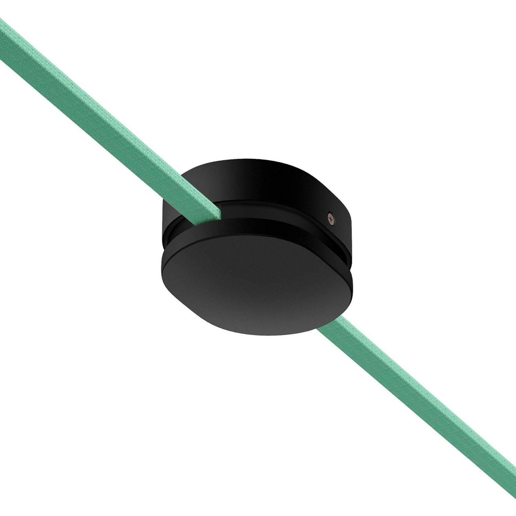 Oval wooden rosette with 2 side holes for catenary cable and