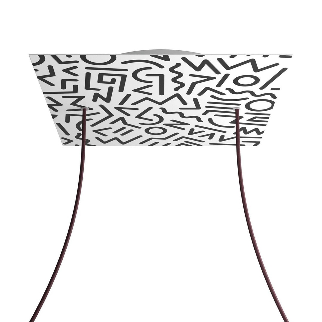 Rosone XXL Rose-One quadrato, 400 mm con 2 fori e 4 fori laterali -