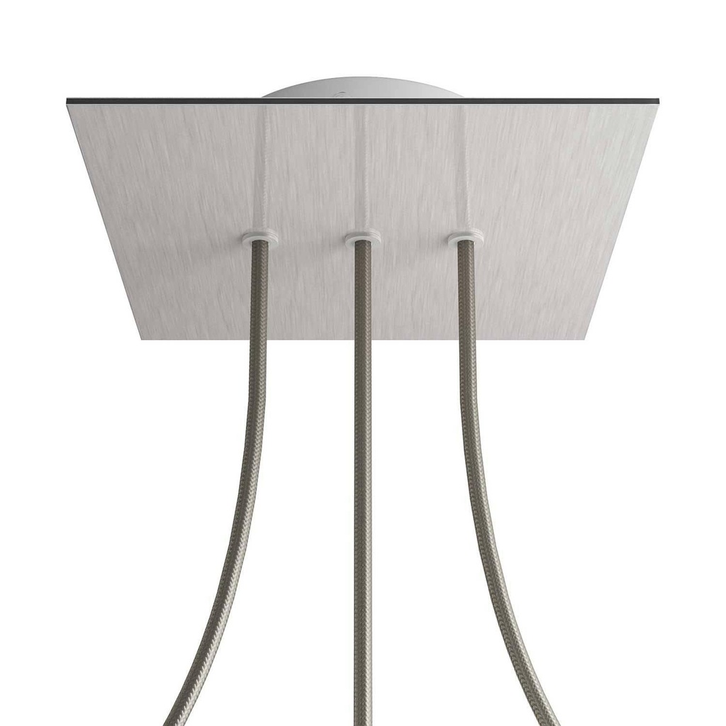 Rose-One square rosette, 200 mm with 3 in-line holes and 4 side holes