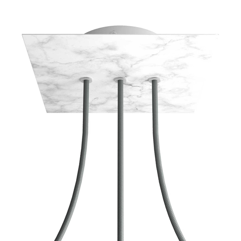 Rose-One square rosette, 200 mm with 3 in-line holes and 4 side holes