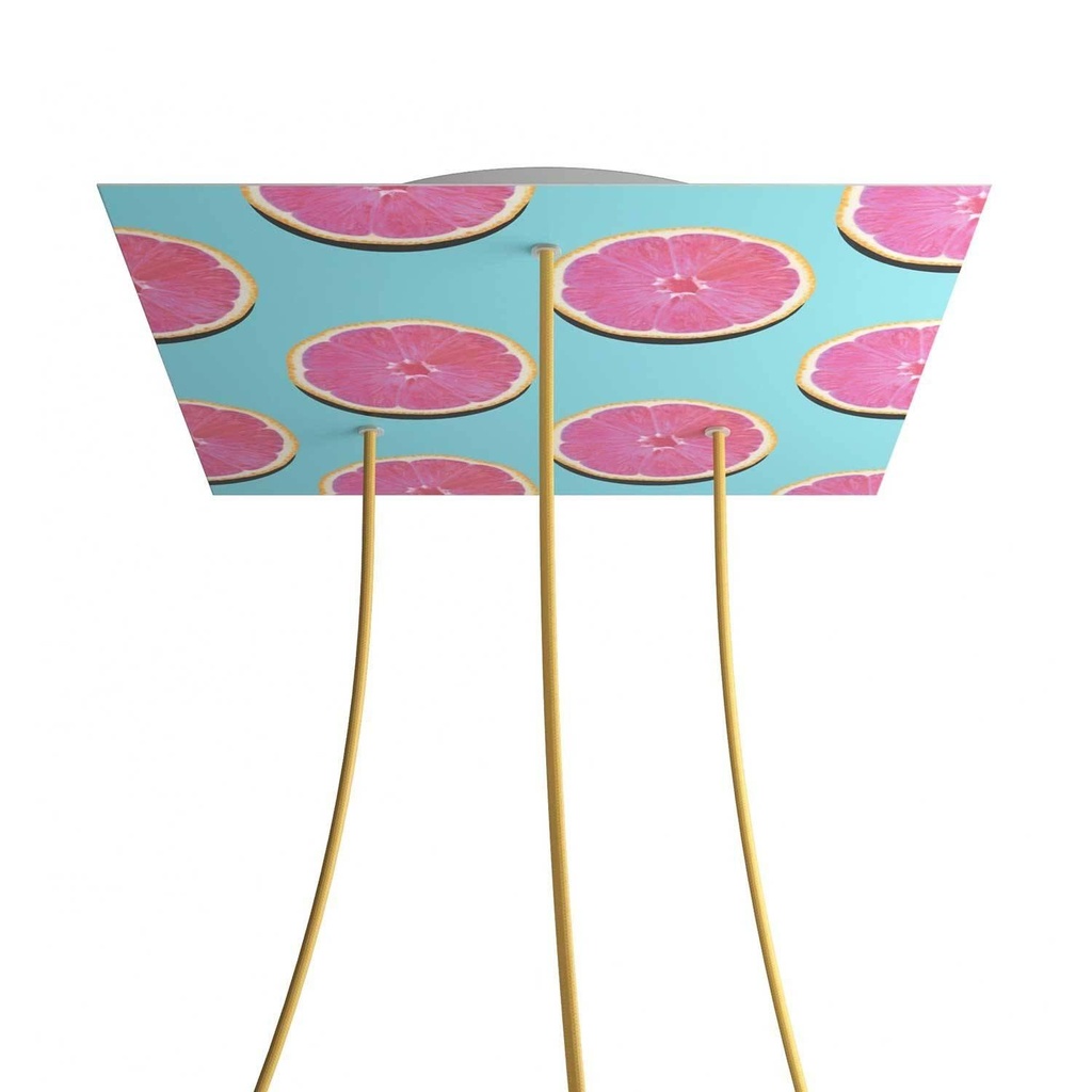 XXL Rose-One square rosette, 400 mm with 3 holes and 4 side holes -