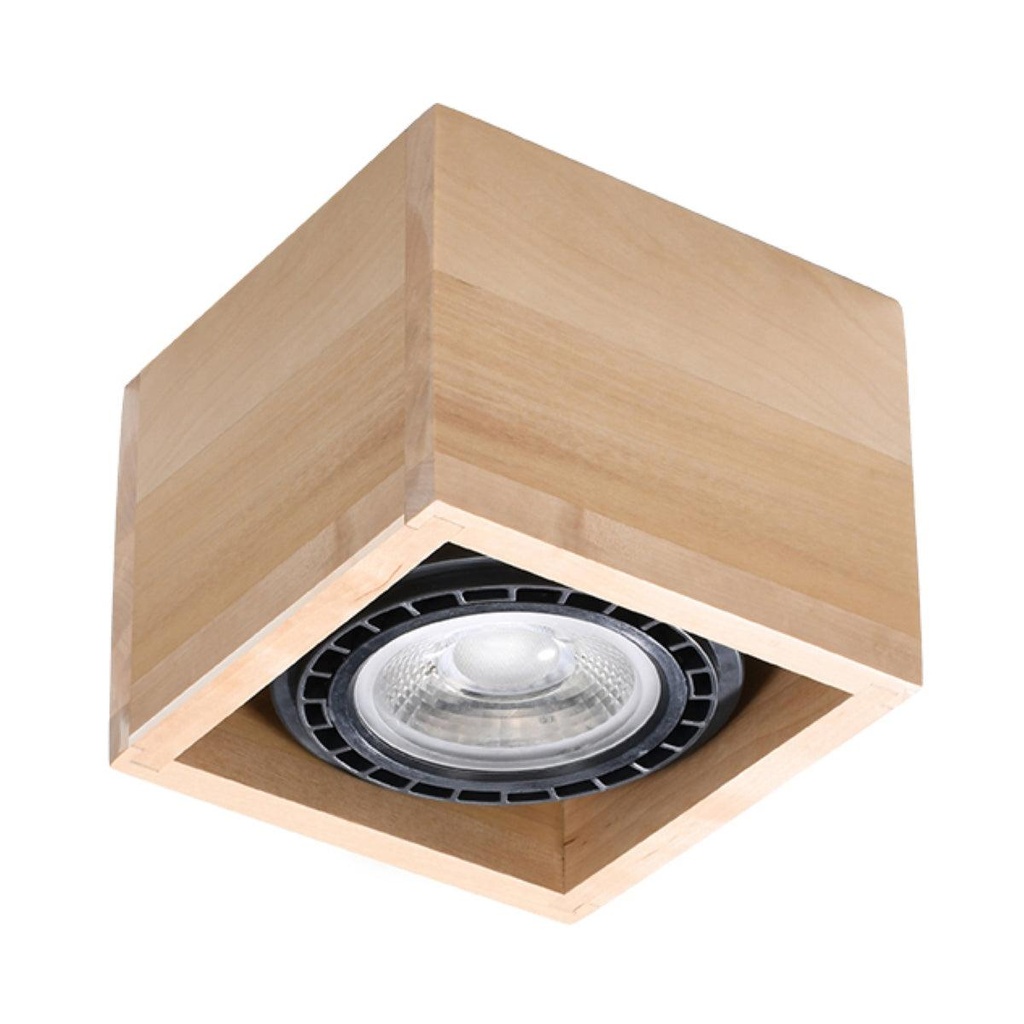 Lampada da soffitto QUATRO 1 in legno naturale