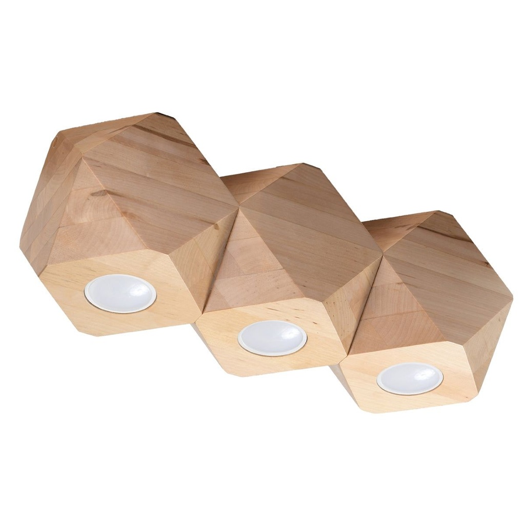 Lampada da soffitto WOODY 3 in legno naturale
