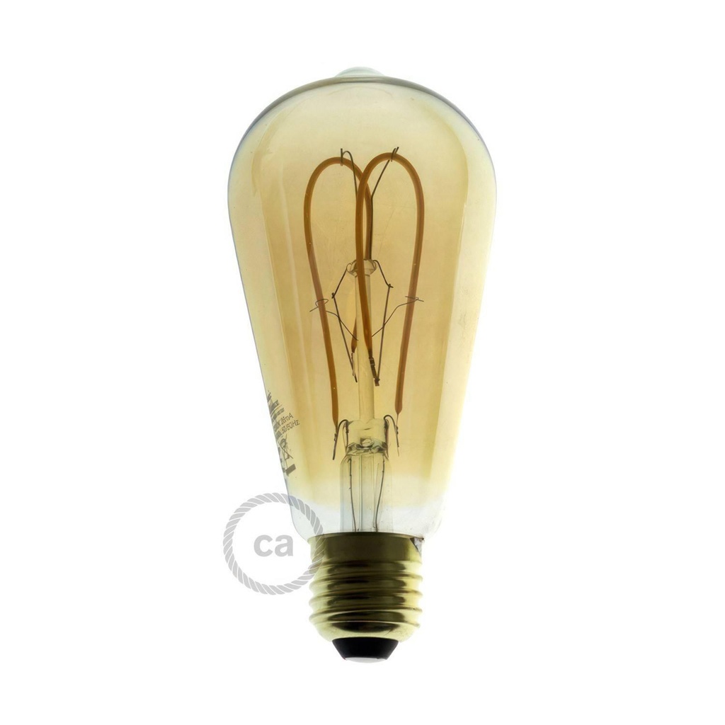 Lampadina LED Dorata Edison ST64 filamento Curvo a Doppio Loop 4W