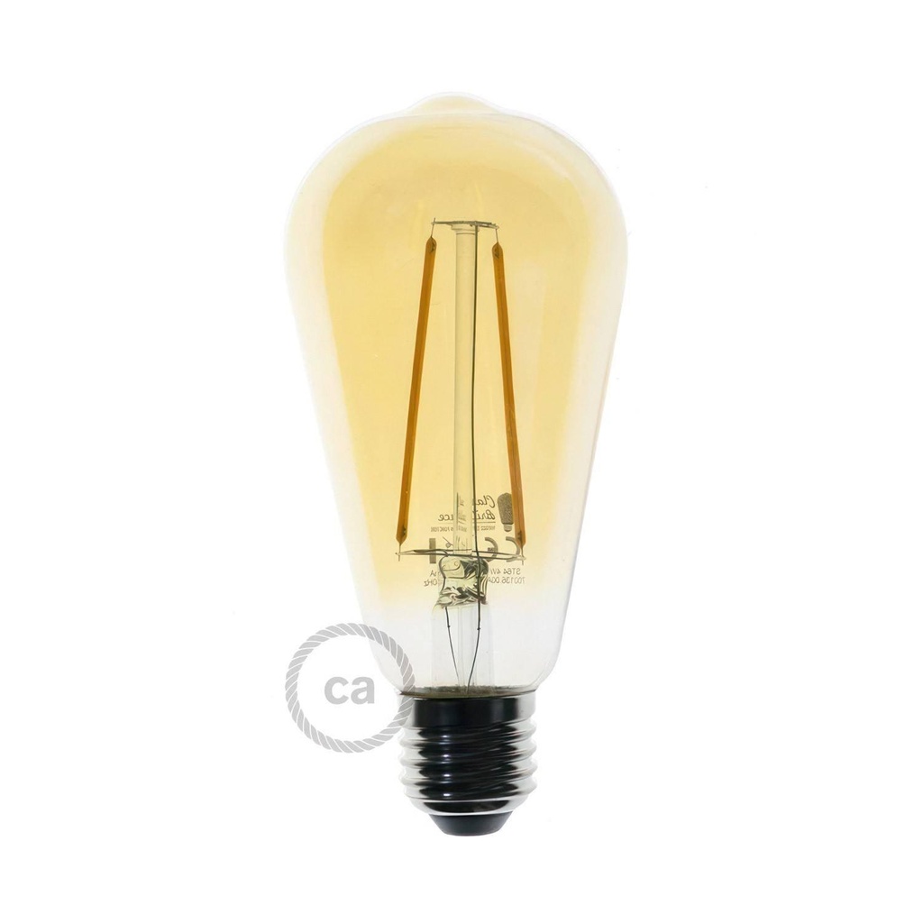 Lampadina LED Dorata Edison ST64 filamento Lungo 4,5W 360Lm E27 2000K