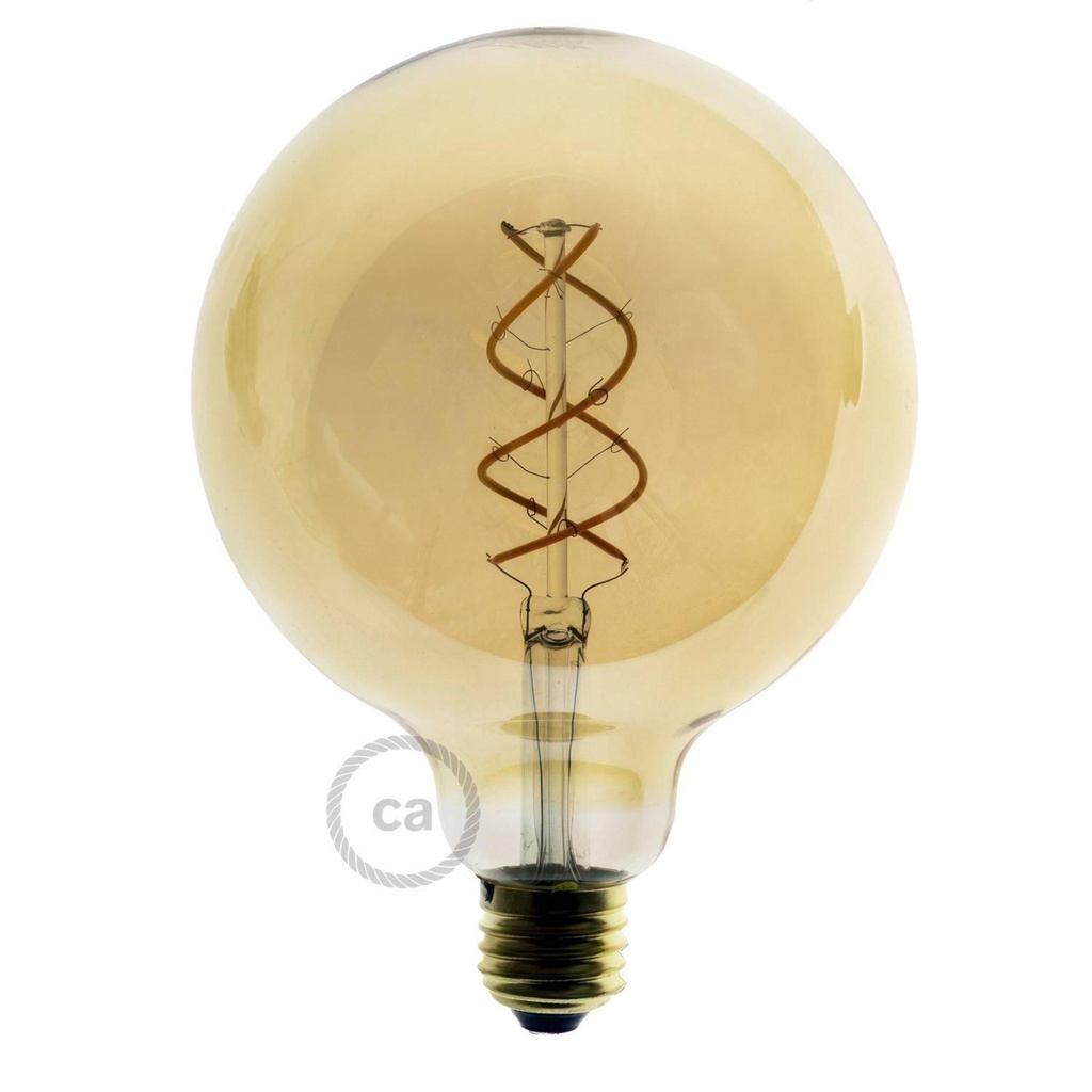 Lampadina LED Dorata Globo G125 filamento Curvo a Spirale 4W 250Lm