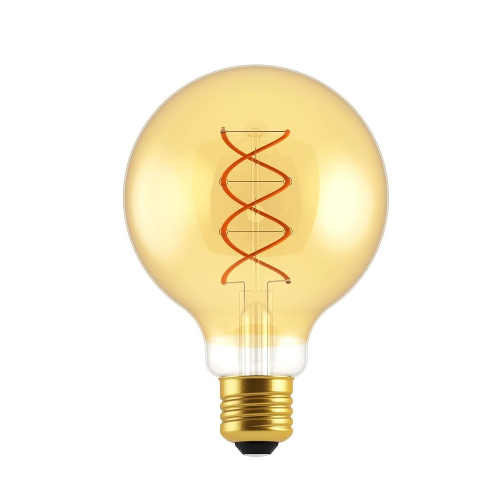 Golden LED bulb Globo G95 Curved filament double spiral 5W