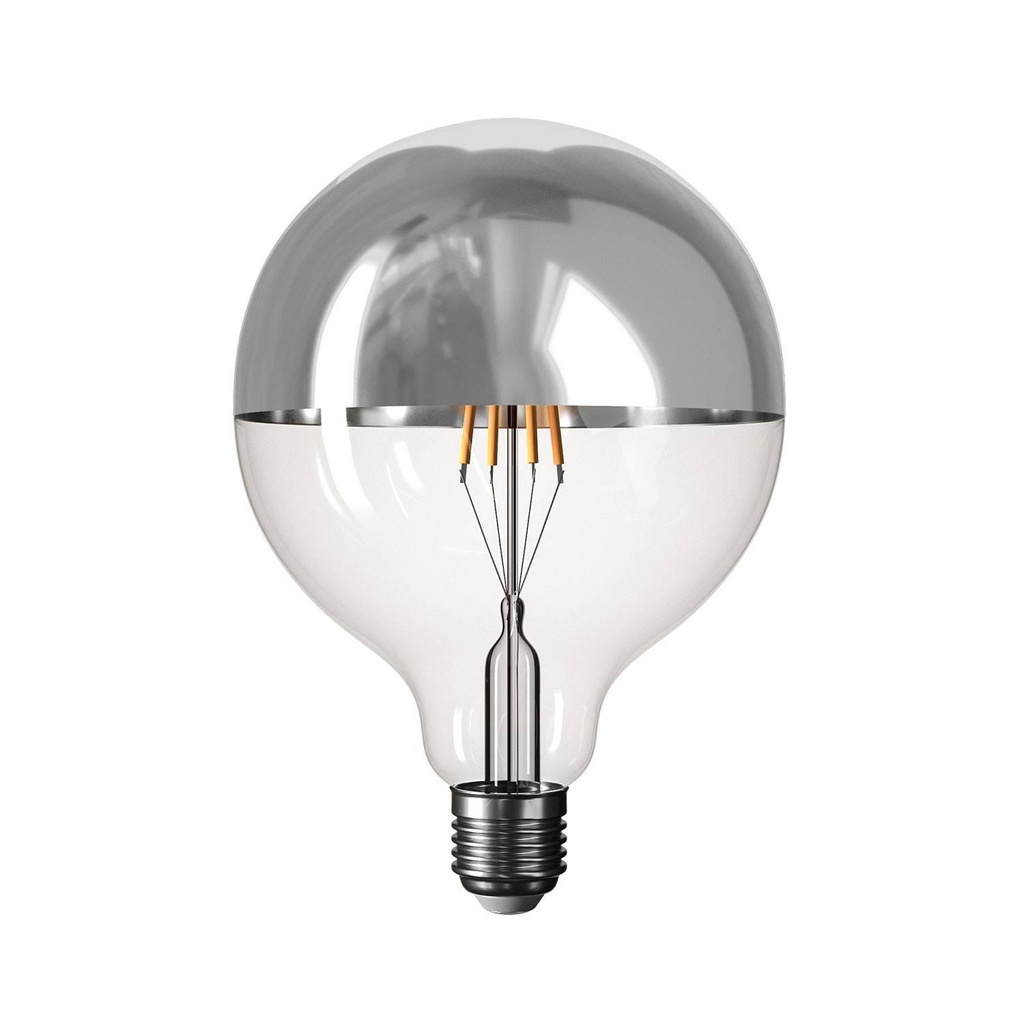 [8057971910403] LED-Halbkugel-Glühbirne, silberfarben, 5 V, kurzes Filament, Globus