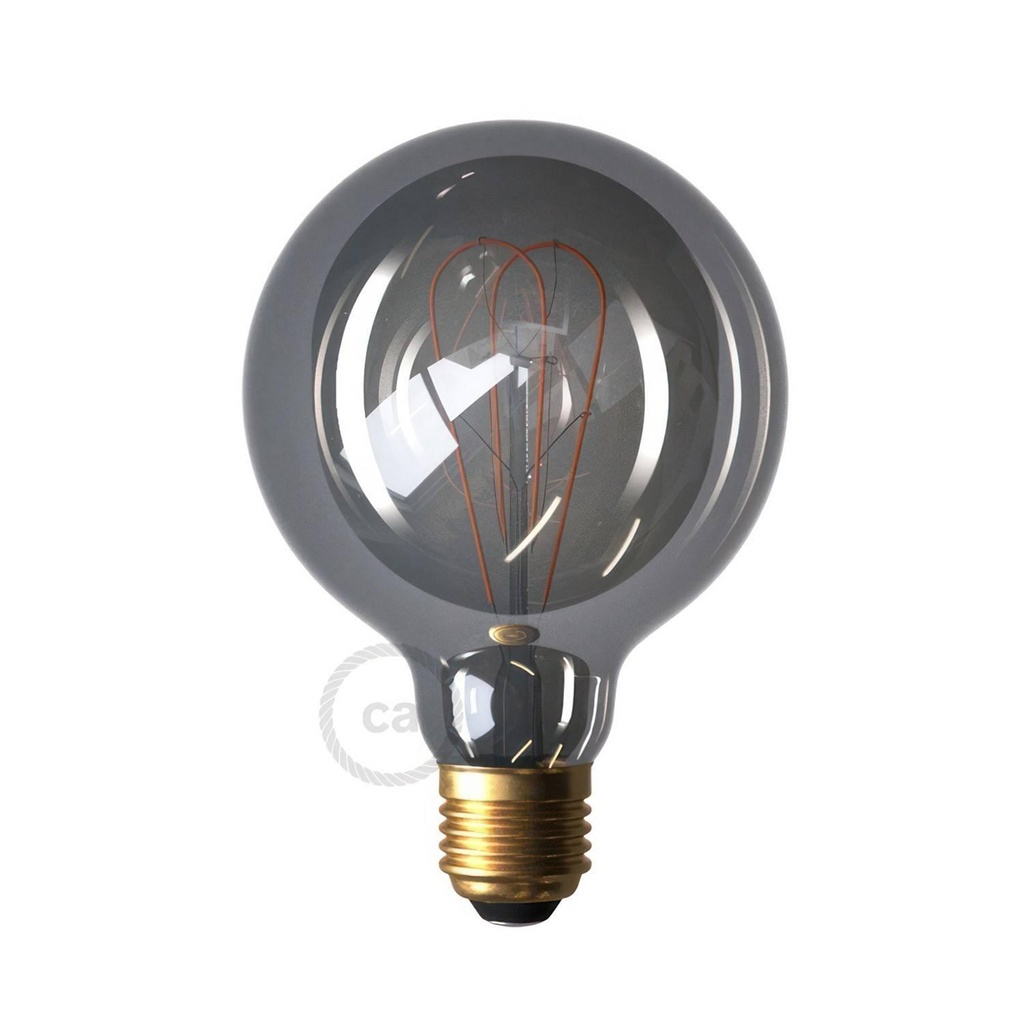 [8055681814615] Smoky Globe LED-Glühbirne G95, gebogenes Filament, Doppelschleife, 5 W, 150 lm
