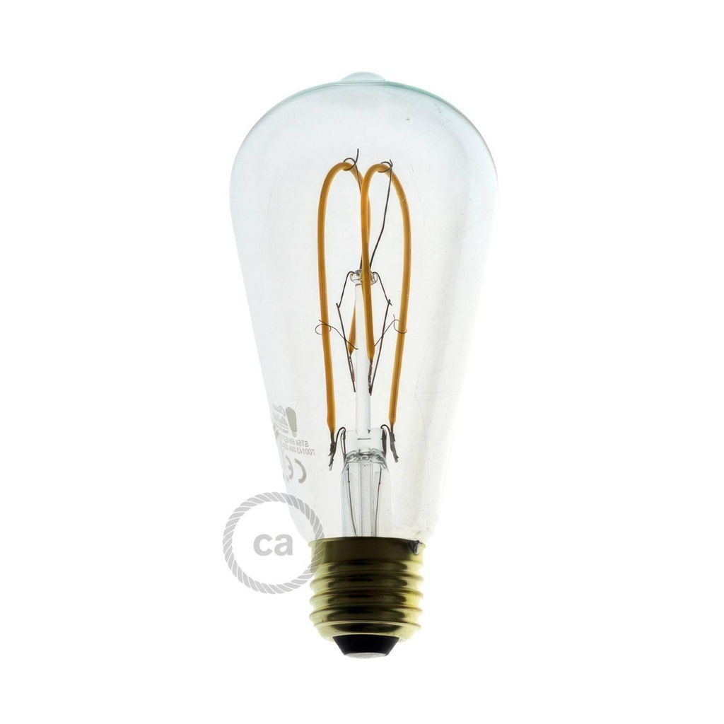 Ampoule LED transparente à double boucle et filament incurvé Edison ST64