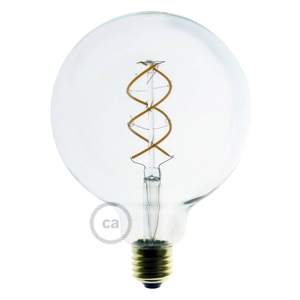 [8055681814547] Transparente LED-Glühbirne Globe G125 Gebogenes Spiralfilament 4,9 W