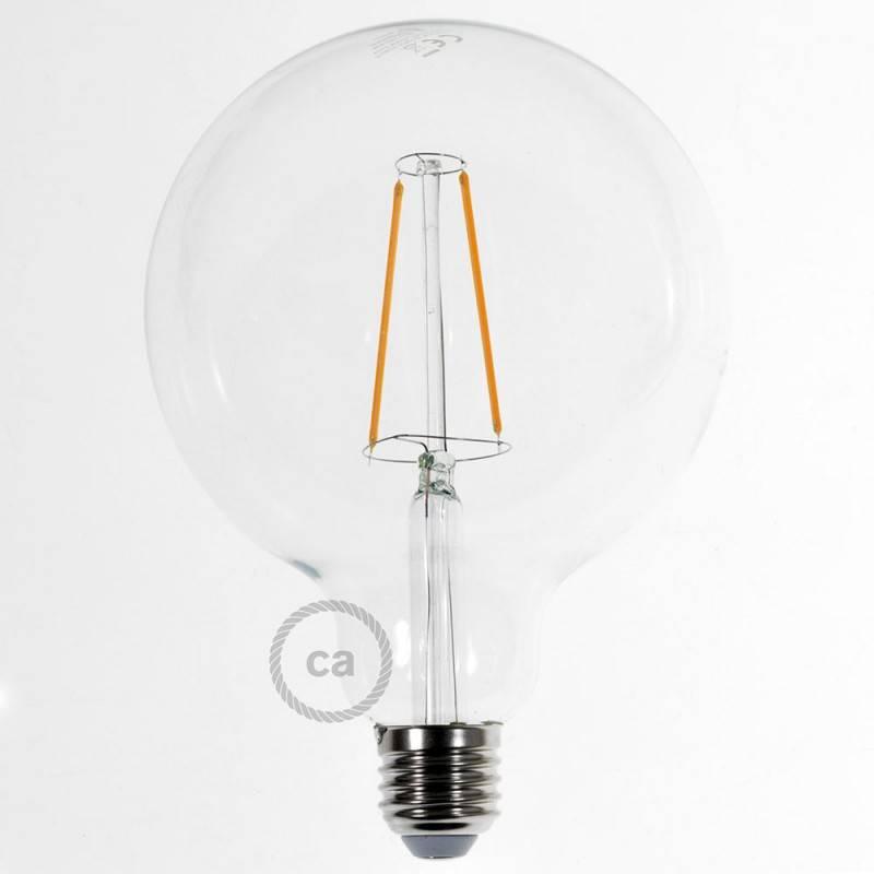 [8055681814646] Lampadina LED Trasparente Globo G125 filamento Lungo 4,5W 470Lm E27