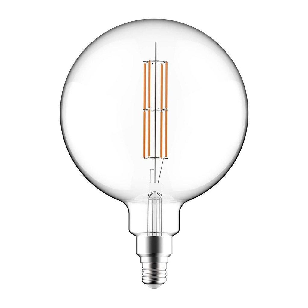 [8055681815803] Transparente LED-Glühbirne XXL Globe G200 Doppelfilament gerade 12W