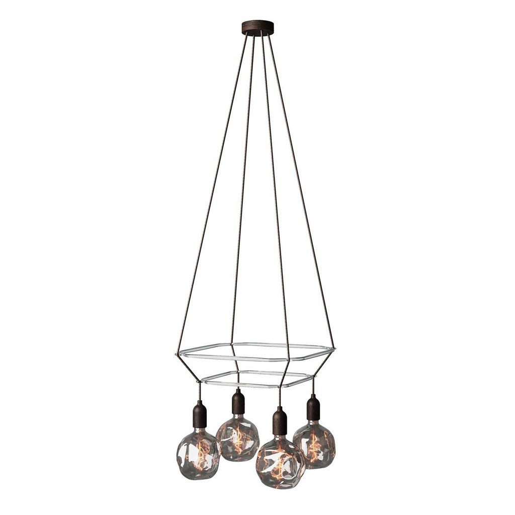 [8050997240066] 2 Cage Chandelier with 4 drops Globo Bumped