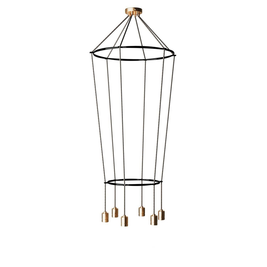 Chandelier 2 Cage with 6 drops Globo