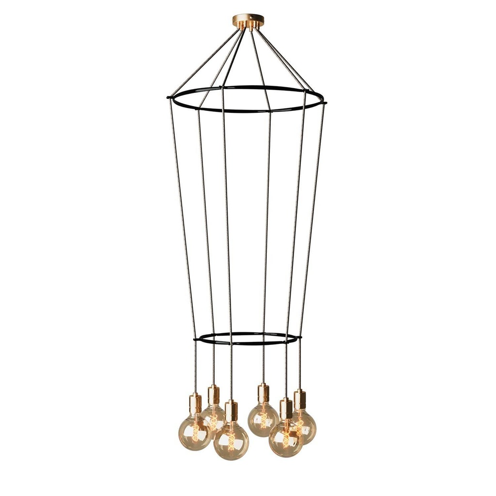 Chandelier 2 Cage with 6 drops Globo