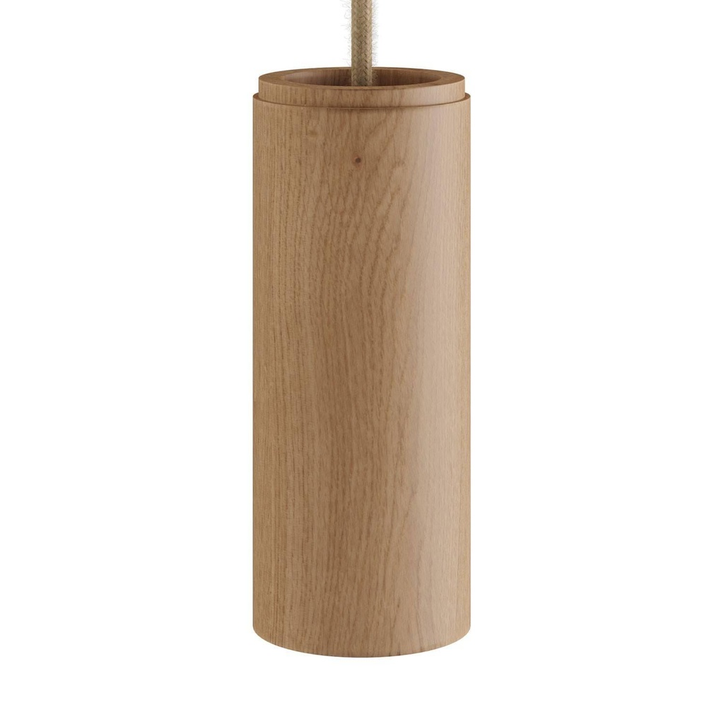 Tub-E14, tubo in legno per faretto con portalampada doppia ghiera E14