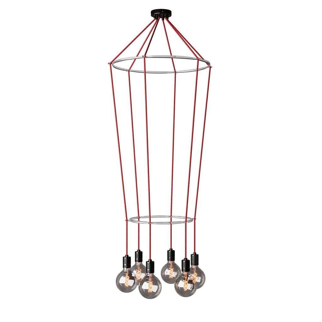 Chandelier 2 Cage with 6 drops Globo